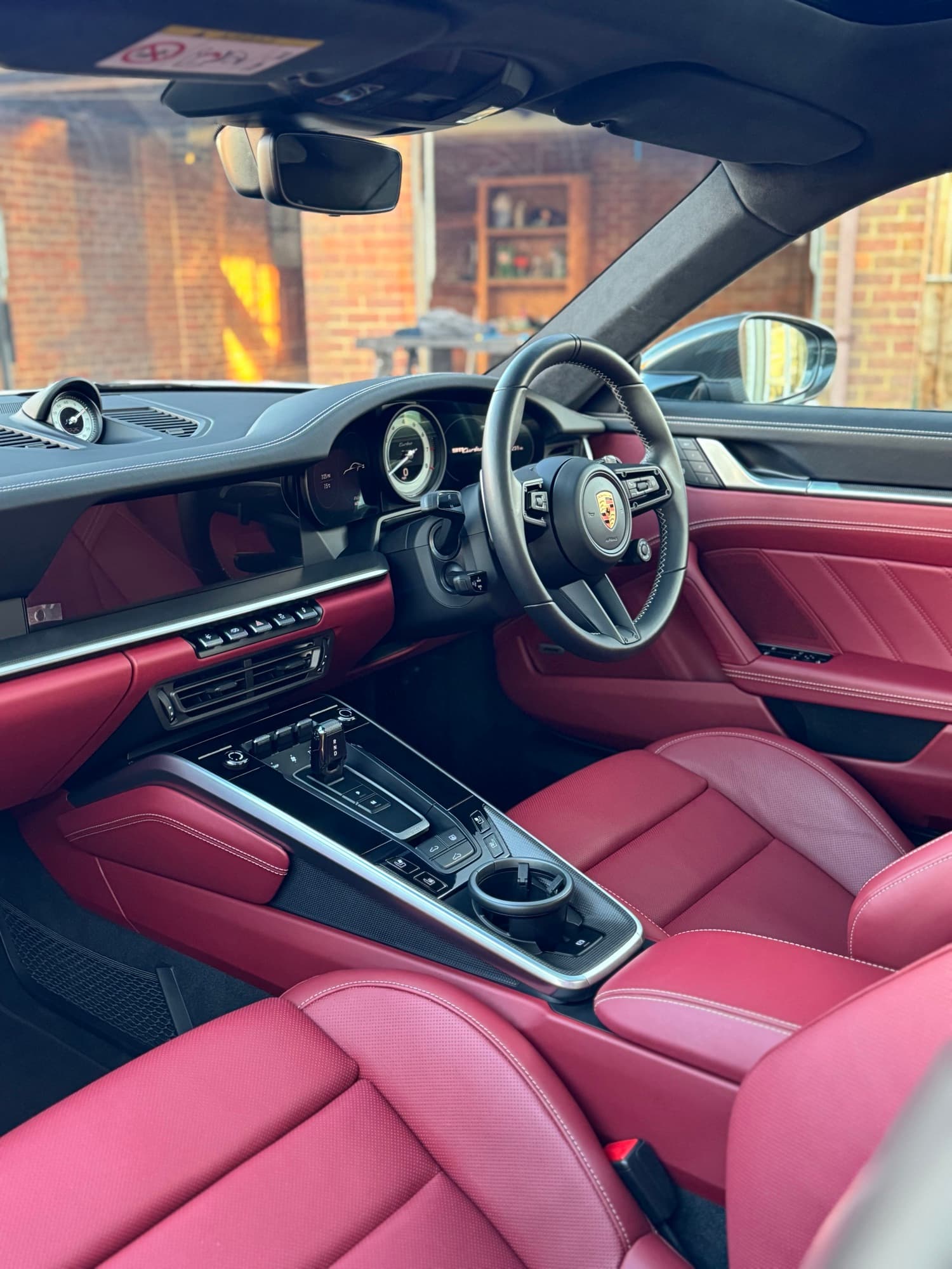 Porsche red leather interior cleaned and protected